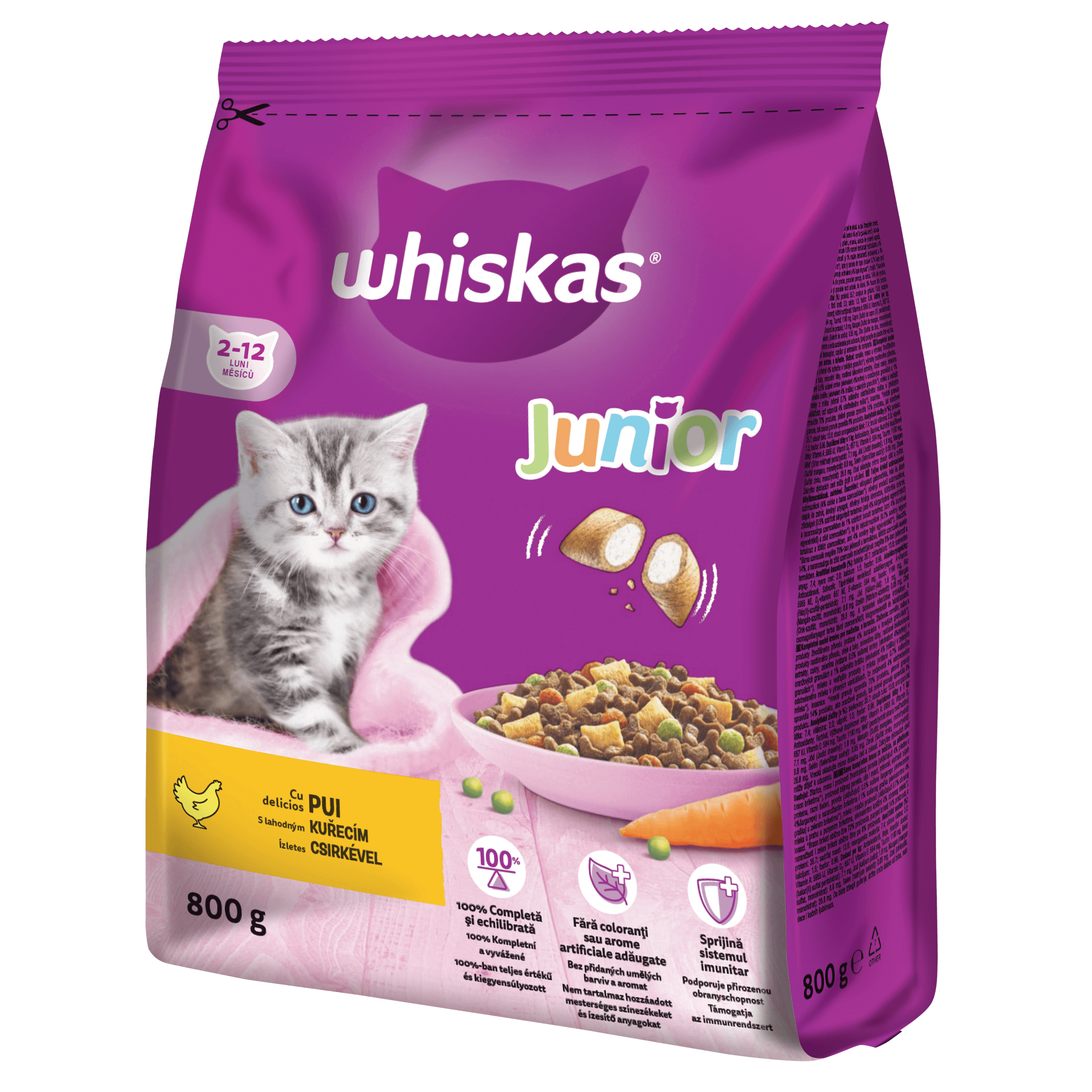 Whiskas Junior granule s kuřecím 800g